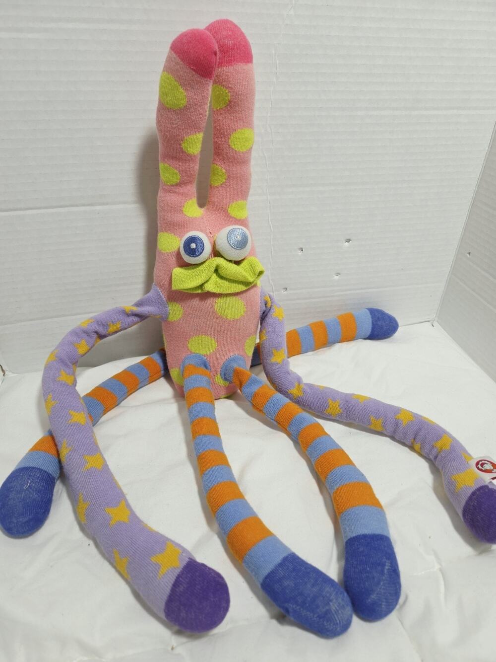 Little Miss Matched Sock Doll Tail Pink Stripe Dots Stars Retired Discontinued